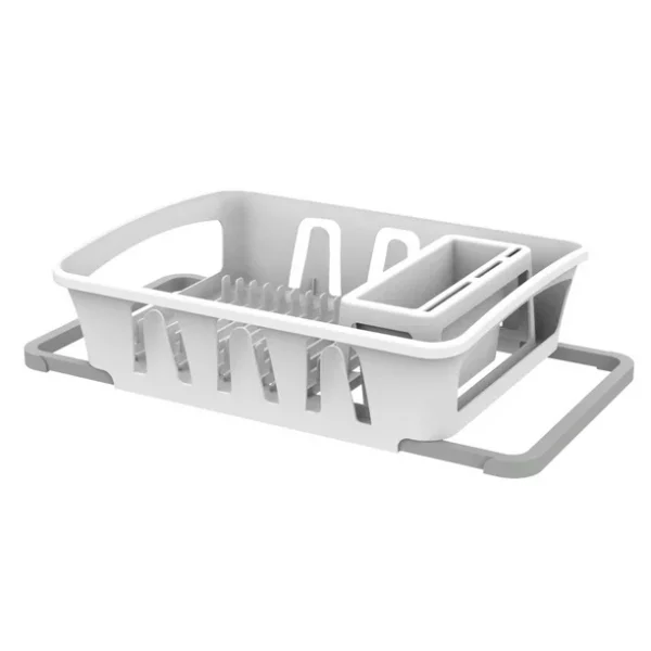 Dish Drying Rack, Mainstays Expandable Dish Rack with Utensil Holder for Kitchen Countertop, White