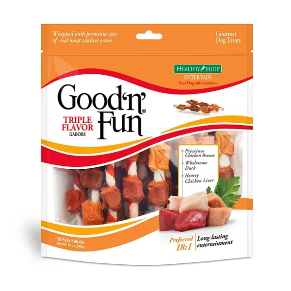 Good 'n' Fun Triple Flavor Kabobs Snack for All Dogs, 18 count, 12.0 oz